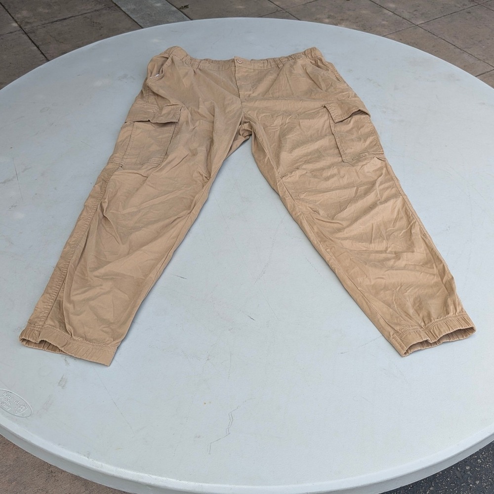 Free Assembly Mens Cargo Pants Tan 38x30 Relaxed Utility Cotton